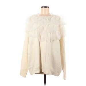 ZARA Ivory Ruffled Oversized Sweater - S